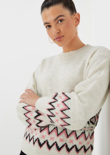 Cream Fairisle Print Jumper