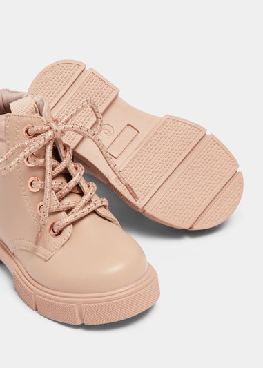 Girls Pink Lace Up Boots (Younger 4-12)