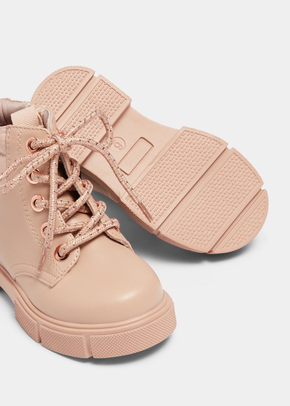 Girls Pink Lace Up Boots (Younger 4-12)