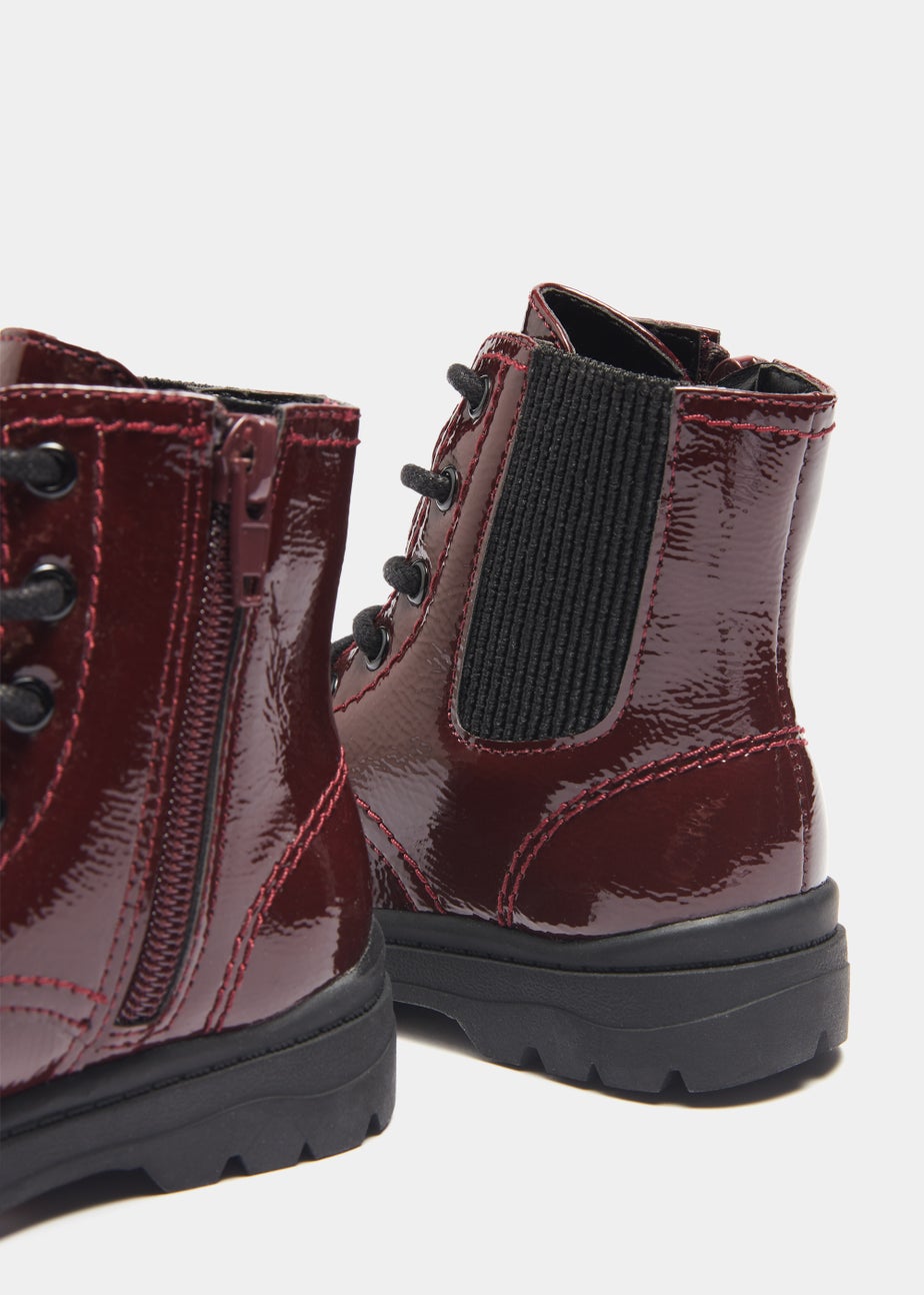 Girls Burgundy Lace Up Boots (Younger 4-12)