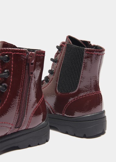 Girls Burgundy Lace Up Boots (Younger 4-12)