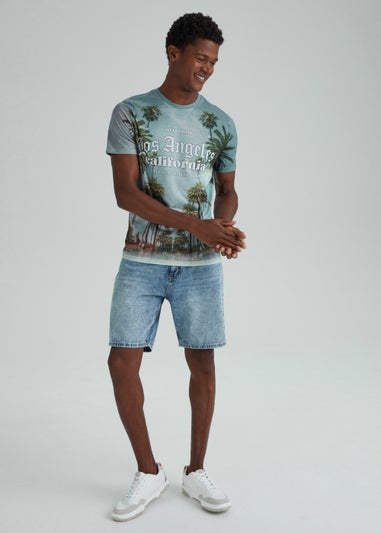 Multicoloured Beach Palm Print Sublimation T-Shirt