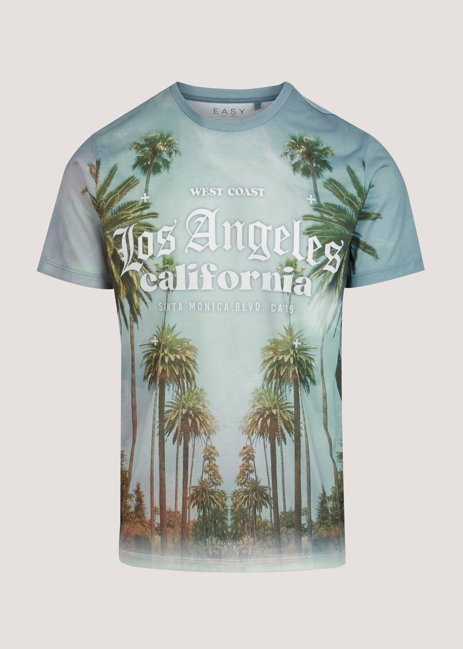 Multicoloured Beach Palm Print Sublimation T-Shirt