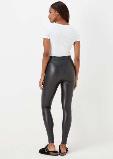 Black PU Seam Front Leggings