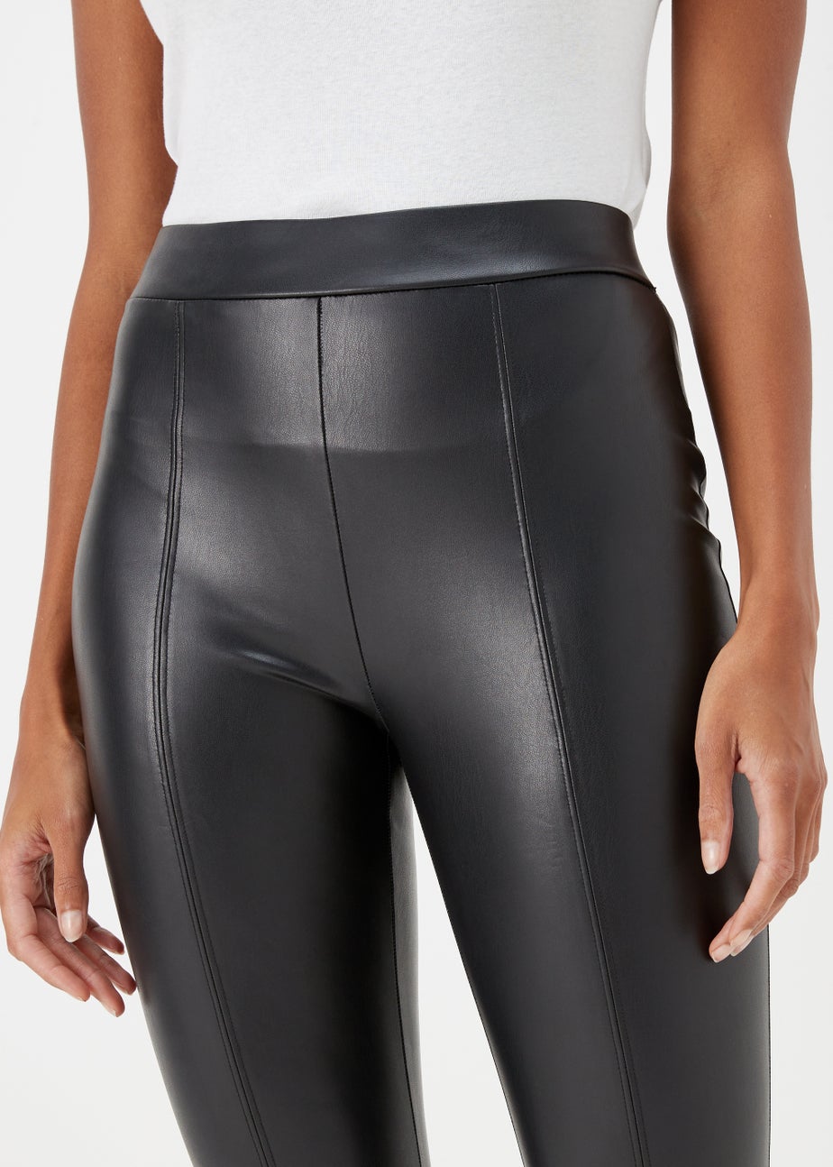 Black PU Seam Front Leggings