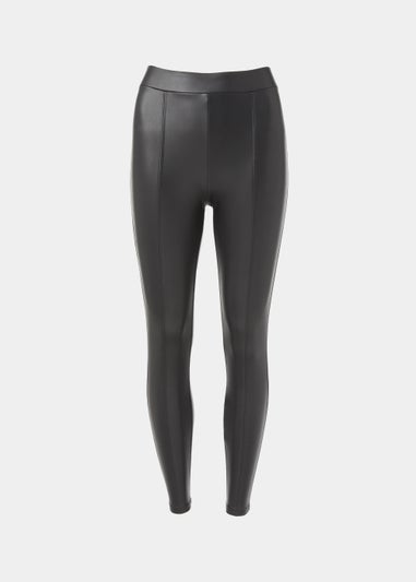 Black PU Seam Front Leggings
