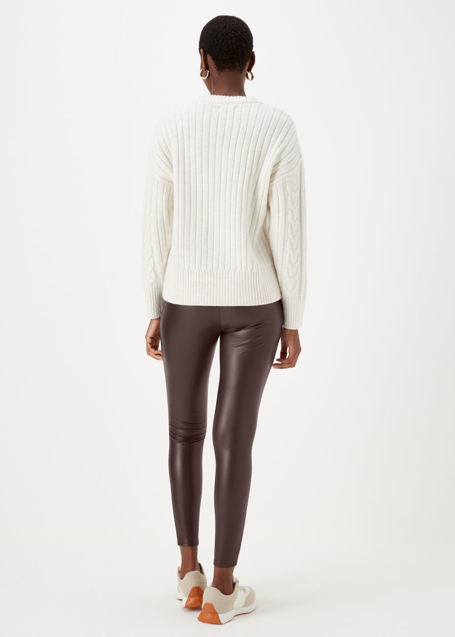 Dark Brown PU Seam Front Leggings