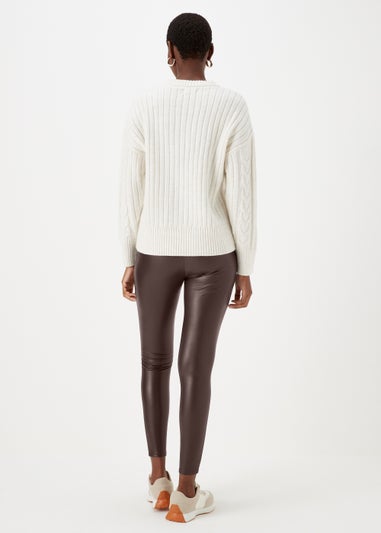 Dark Brown PU Seam Front Leggings