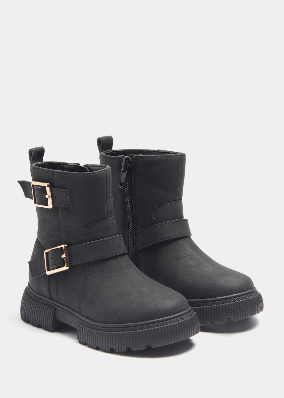 Girls Black Biker Boots (Younger 4-12)