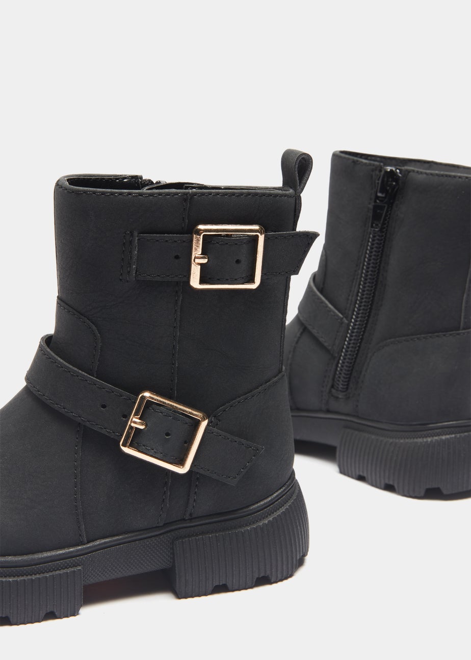 Girls Black Biker Boots (Younger 4-12)