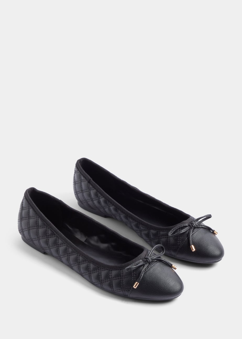 Black Quilted Ballet Flats