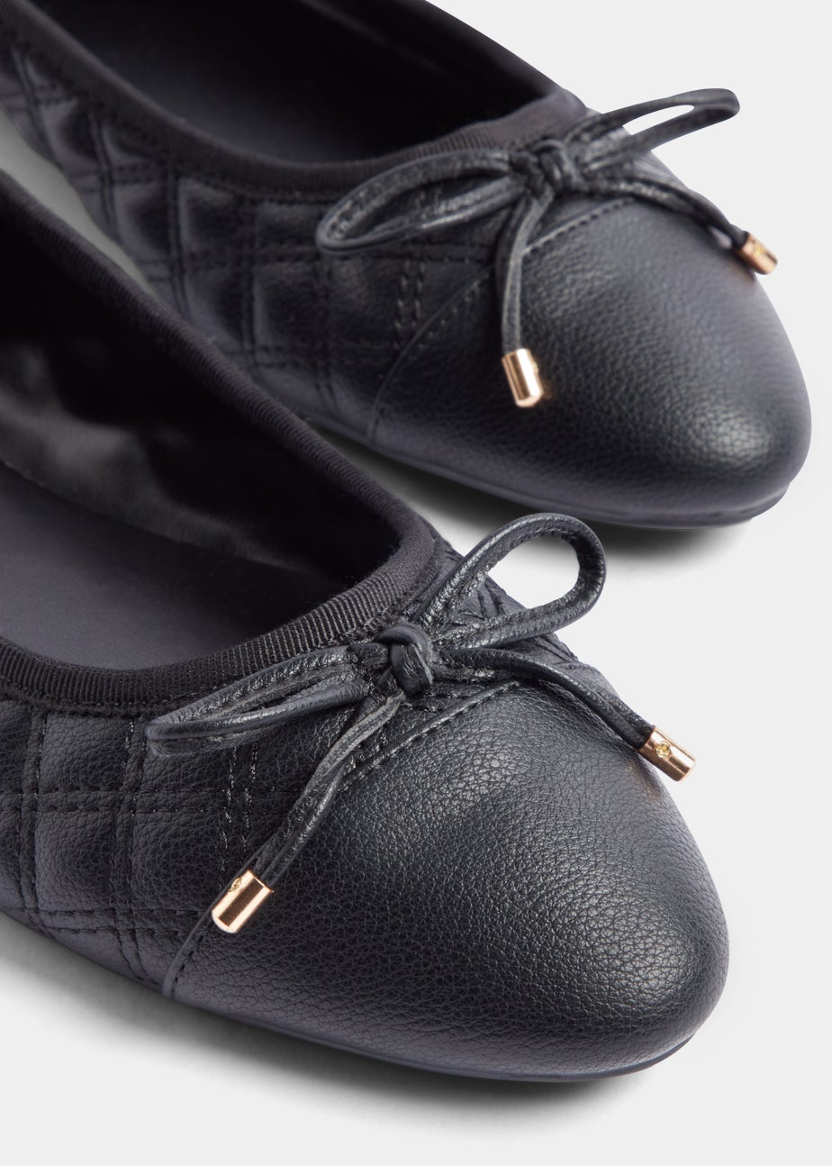 Black Quilted Ballet Flats