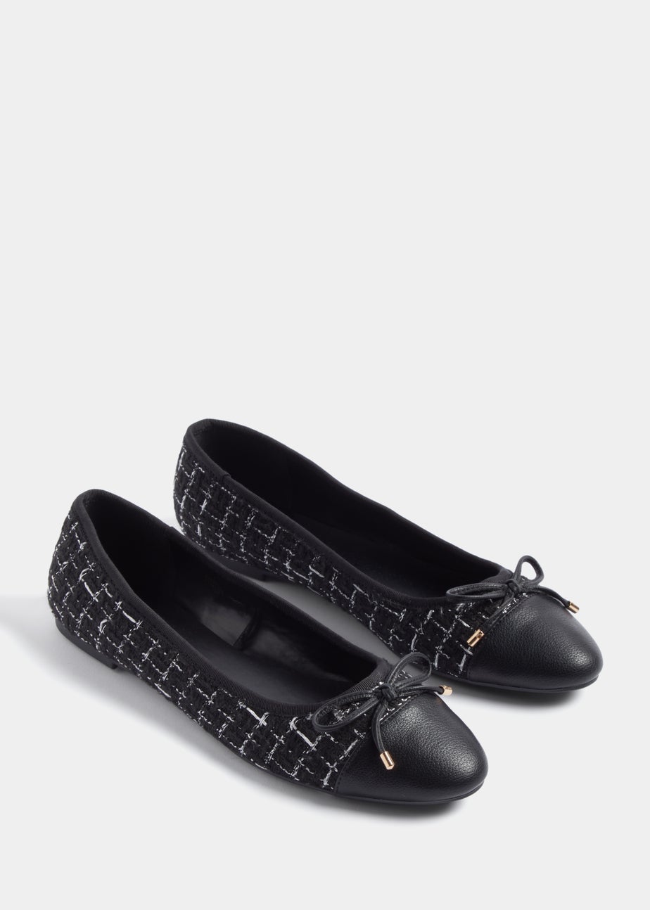 Black Boucle Ballet Flats