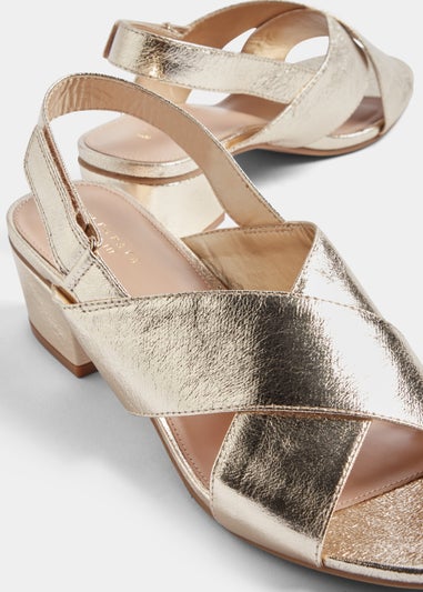 Et Vous Gold Wide Fit Riptape Block Heels