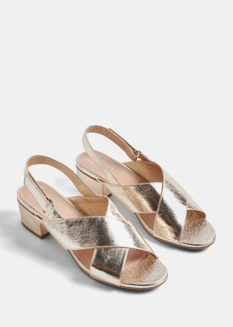 Et Vous Gold Wide Fit Riptape Block Heels