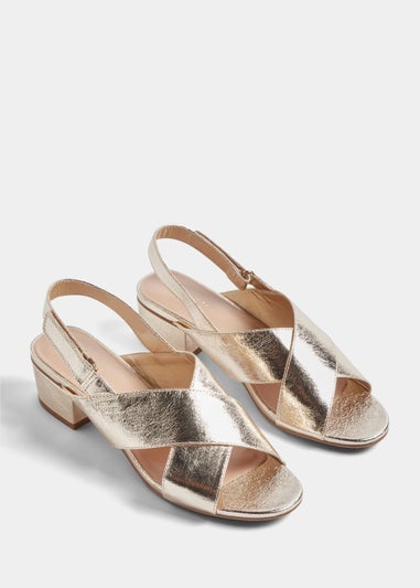 Et Vous Gold Wide Fit Riptape Block Heels