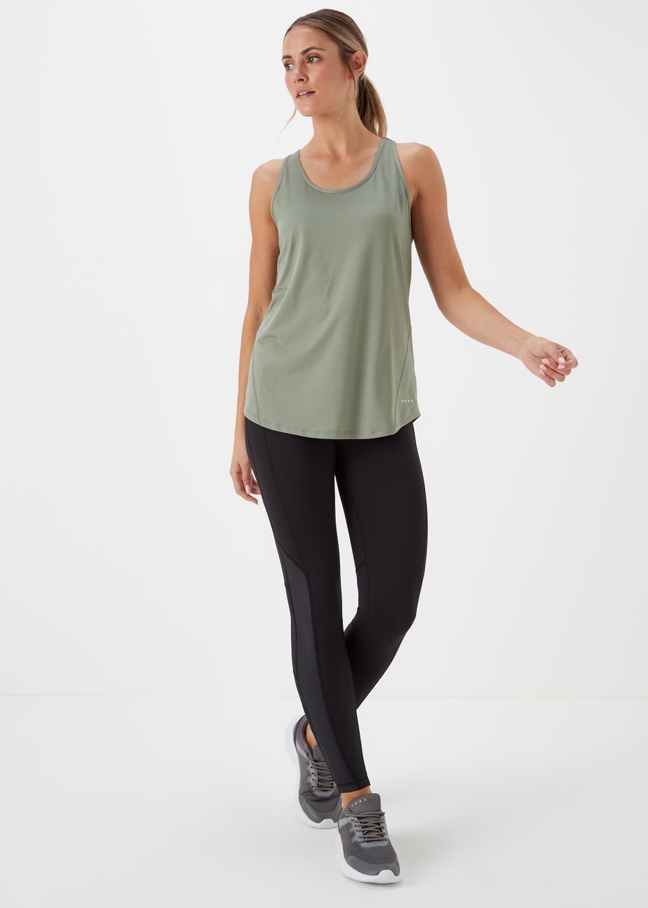 Souluxe Khaki Mesh Sports Vest Top
