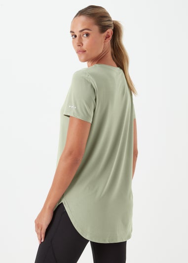 Souluxe Khaki Longline Sports T-Shirt