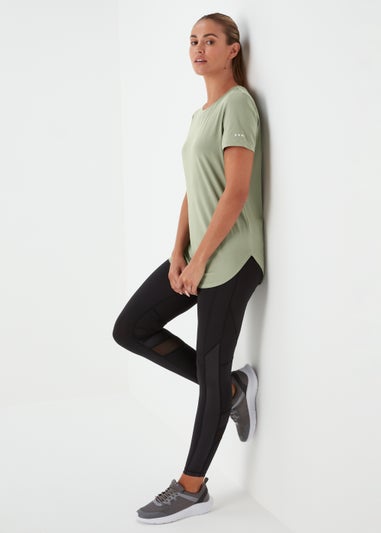 Souluxe Khaki Longline Sports T-Shirt
