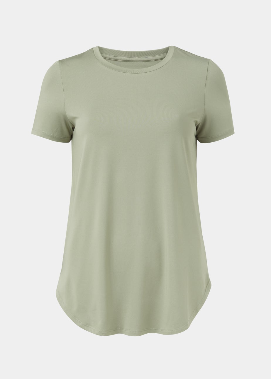 Souluxe Khaki Longline Sports T-Shirt