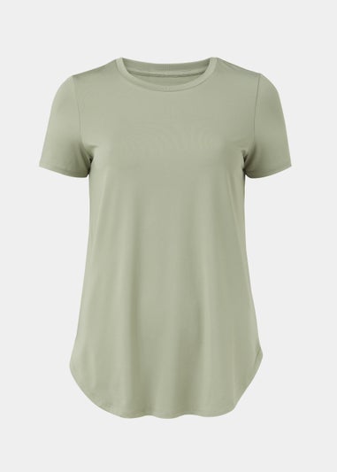 Souluxe Khaki Longline Sports T-Shirt