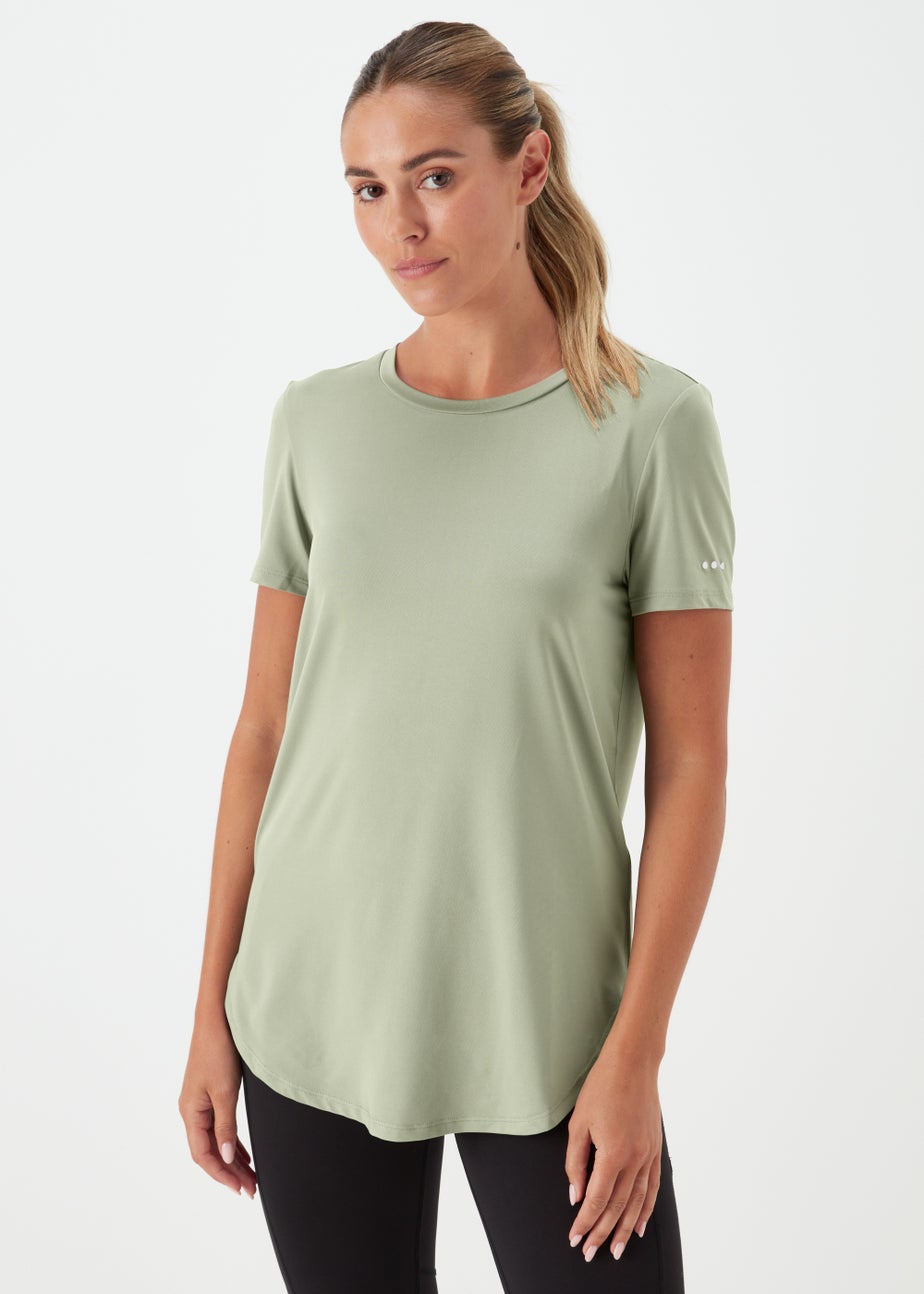 Souluxe Khaki Longline Sports T-Shirt