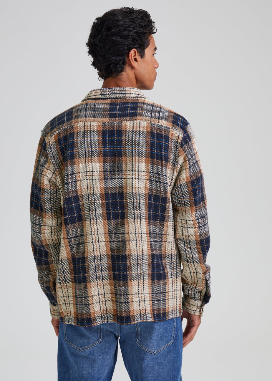 Multicoloured Check Textured Overshirt