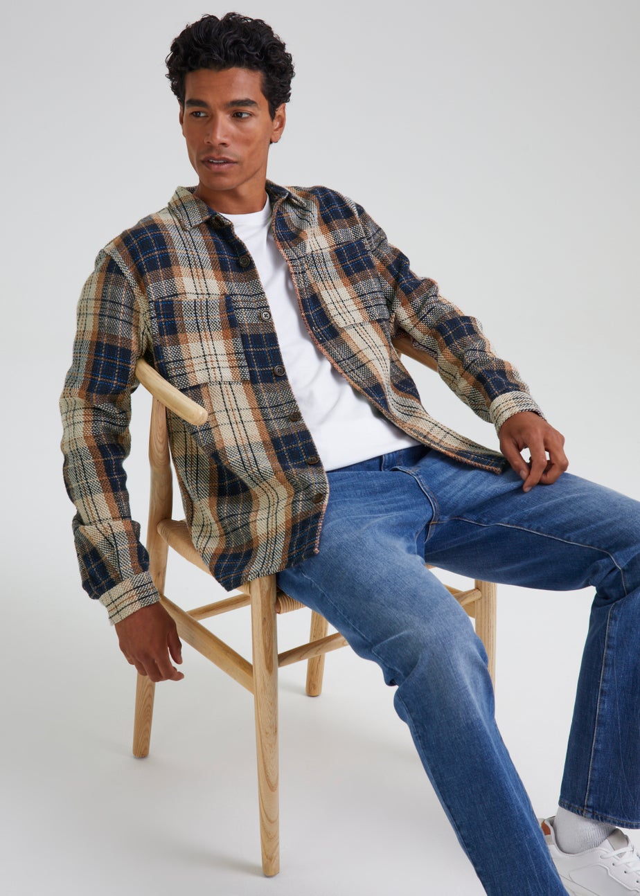 Multicoloured Check Textured Overshirt