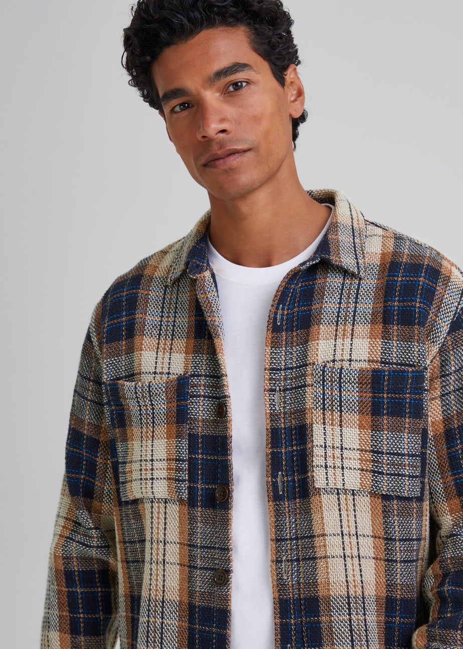 Multicoloured Check Textured Overshirt