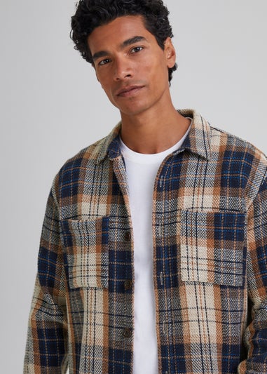 Multicoloured Check Textured Overshirt