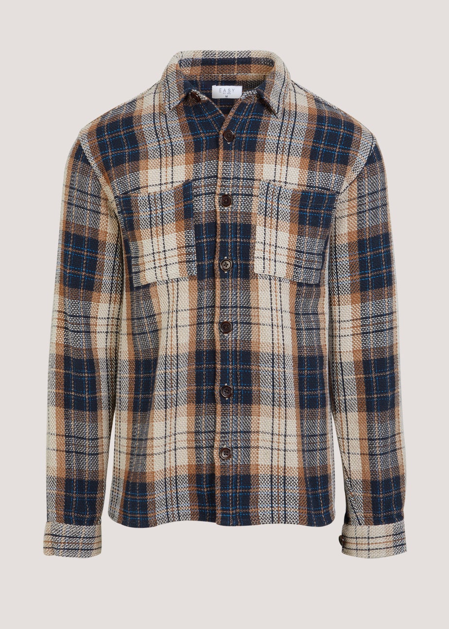 Multicoloured Check Textured Overshirt
