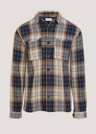 Multicoloured Check Textured Overshirt