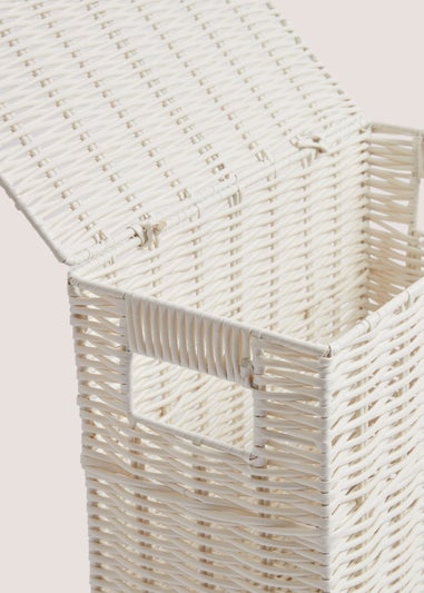 White Narrow Toilet Storage Basket
