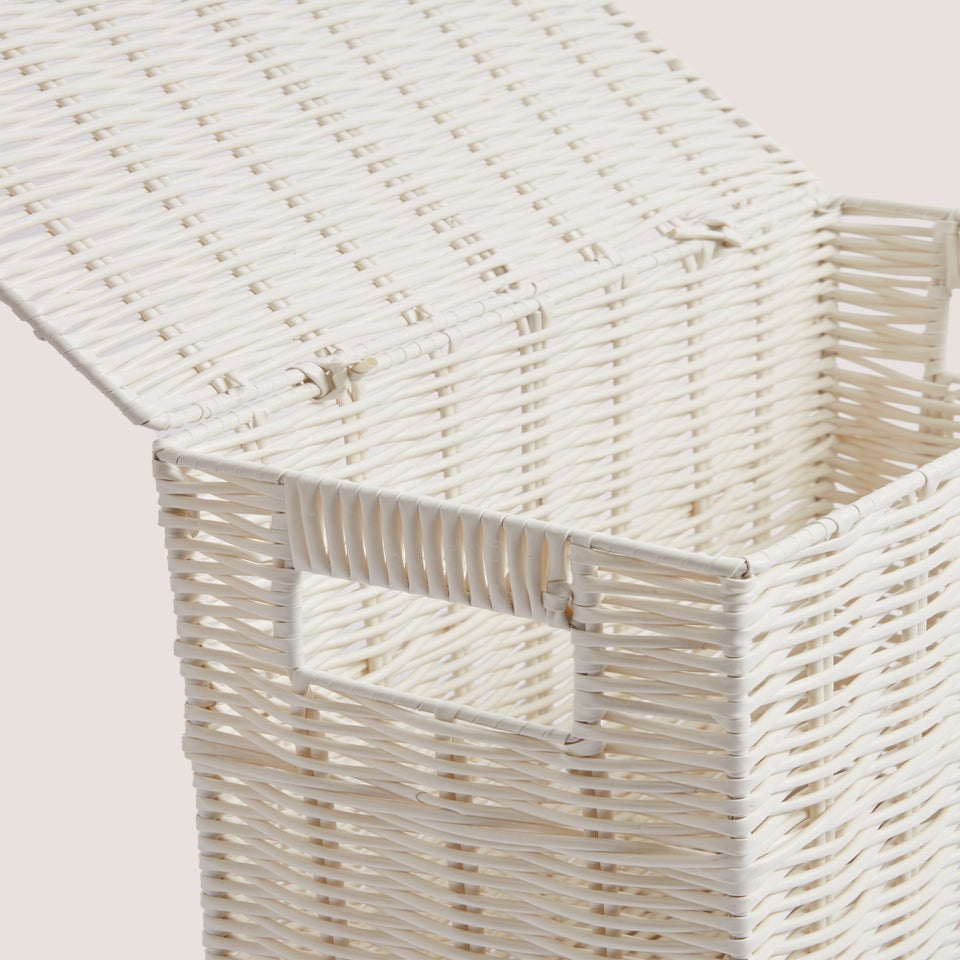 White Narrow Toilet Storage Basket
