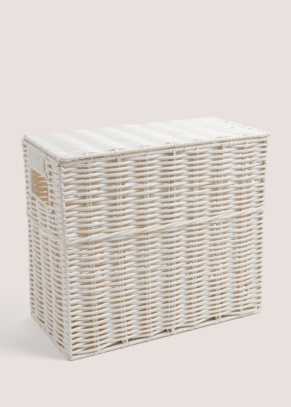 White Narrow Toilet Storage Basket