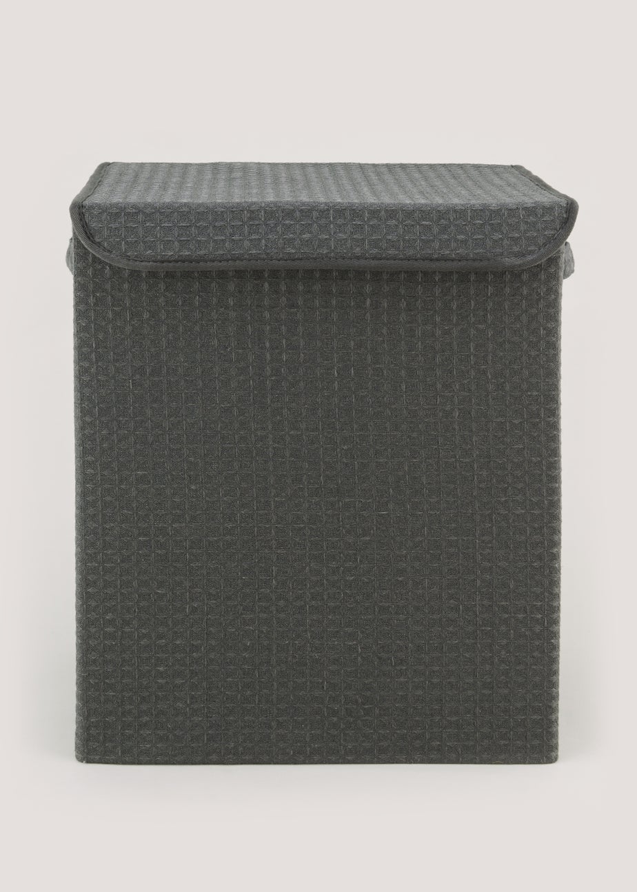 Grey Waffle Laundry Basket (40cm x 30cm x 51cm)