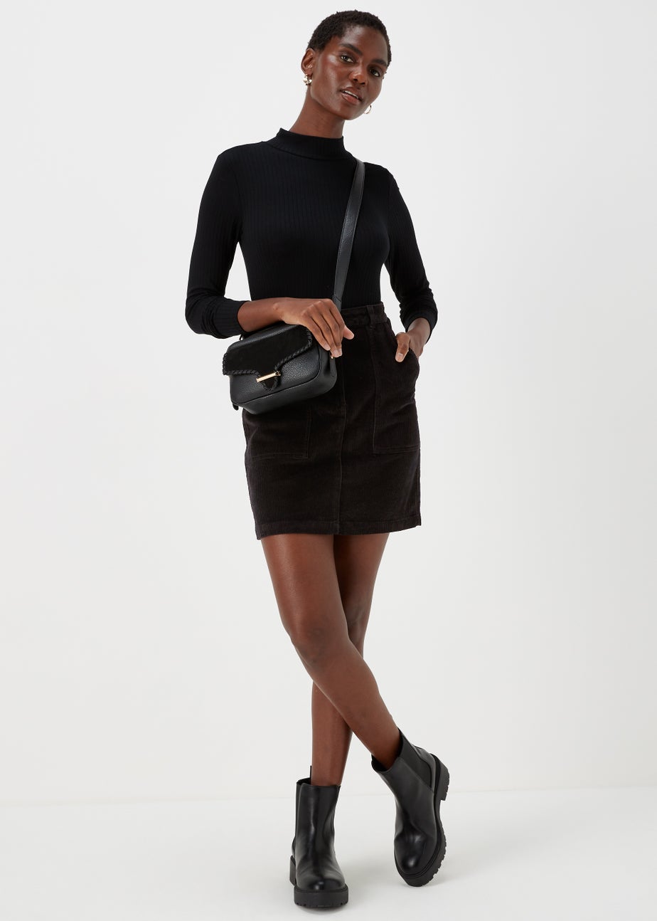 Black Cord Mini Skirt