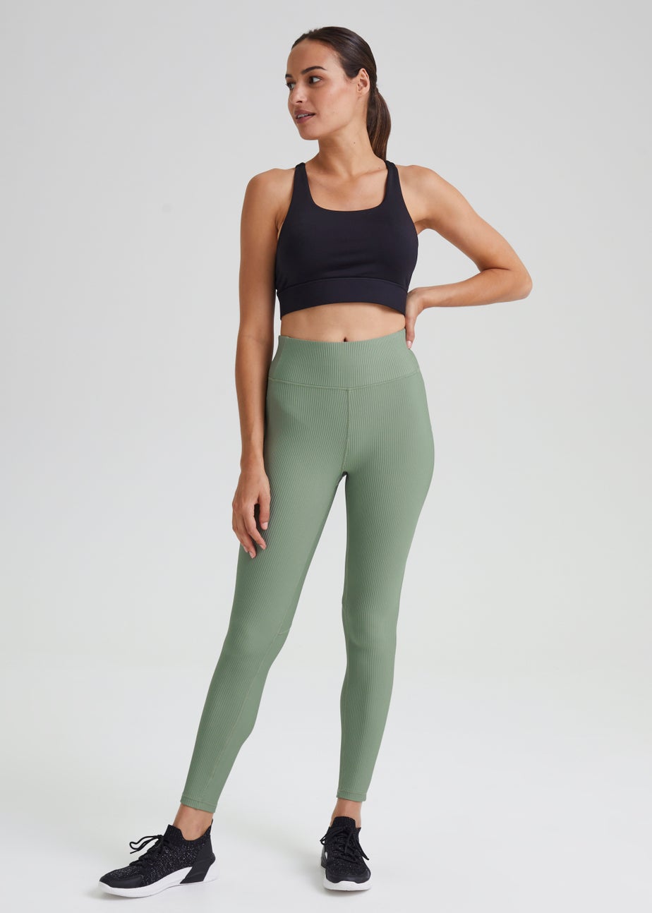 Souluxe Khaki Ribbed Sports Leggings