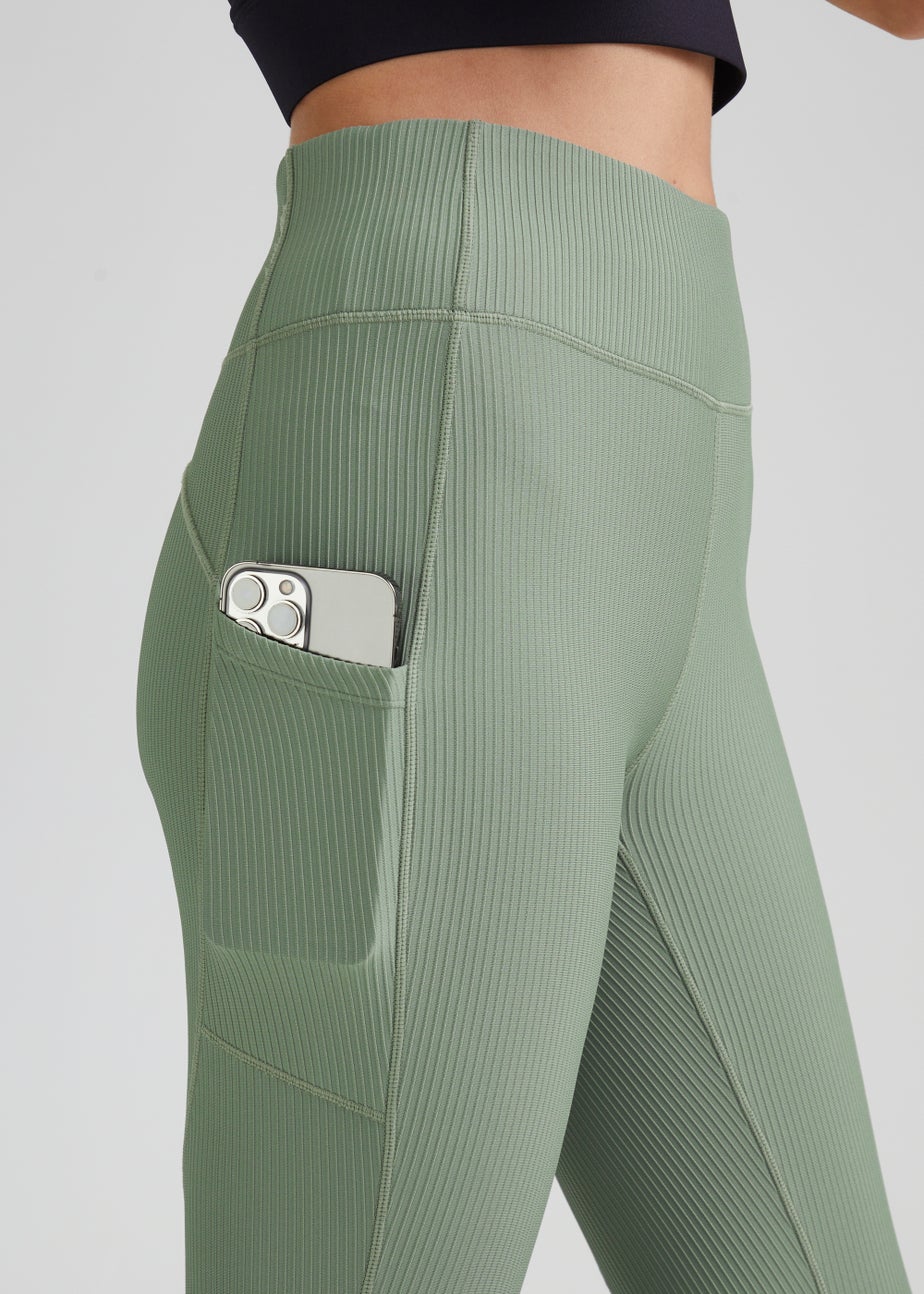 Souluxe Khaki Ribbed Sports Leggings