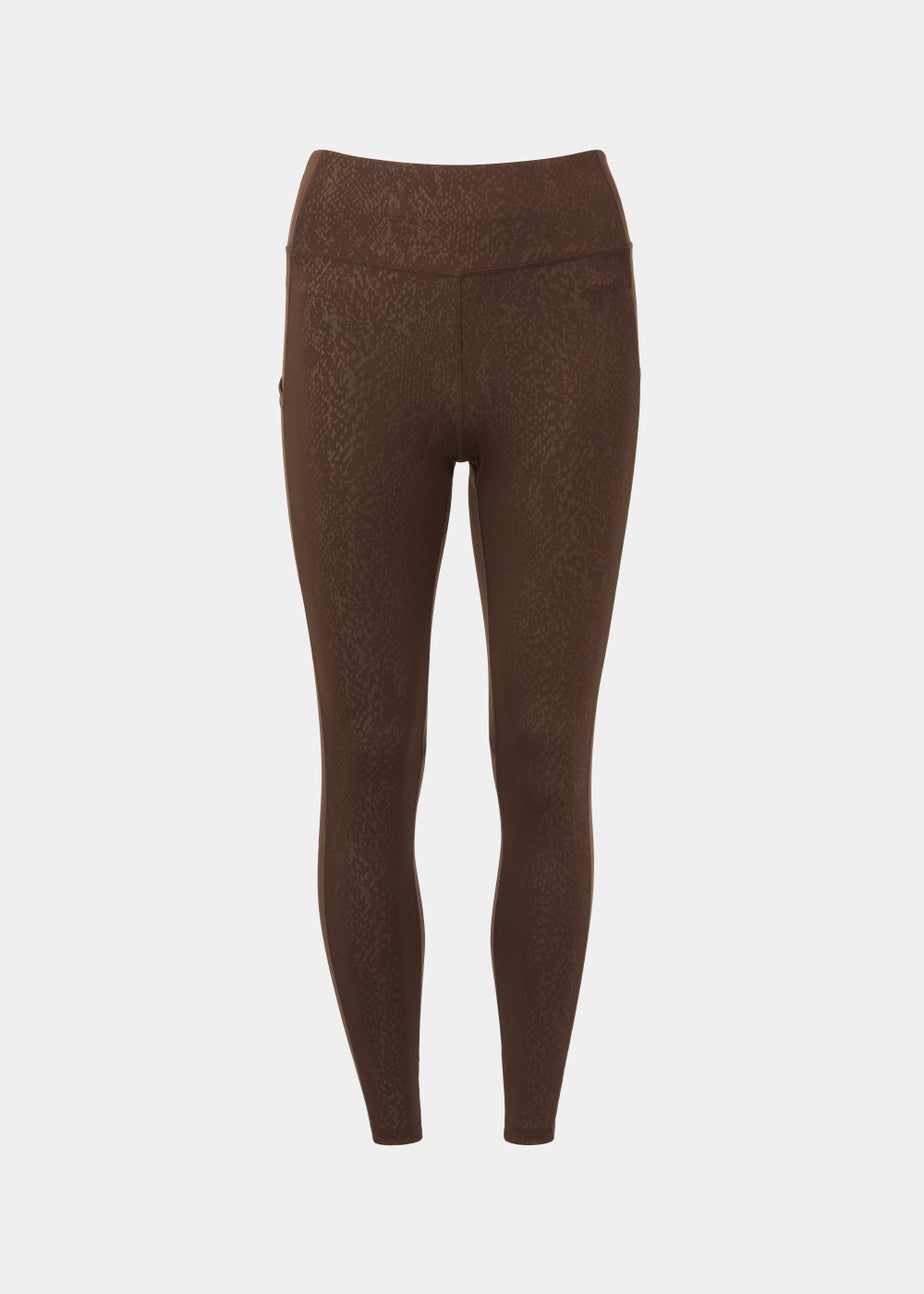 Souluxe Dark Brown Jacquard Sports Leggings
