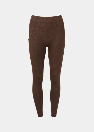 Souluxe Dark Brown Jacquard Sports Leggings