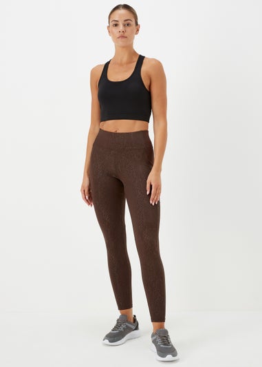 Souluxe Dark Brown Jacquard Sports Leggings