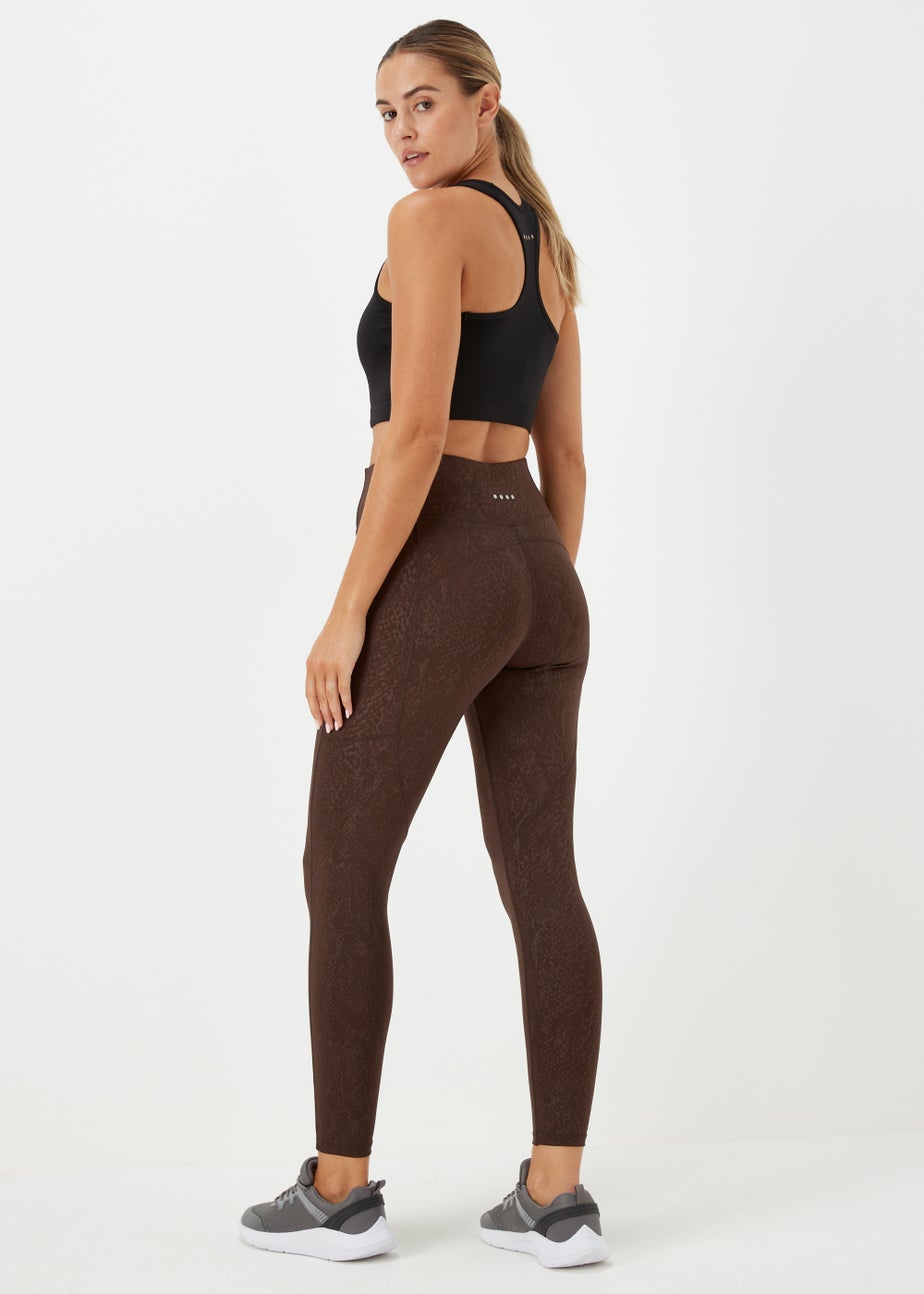 Souluxe Dark Brown Jacquard Sports Leggings