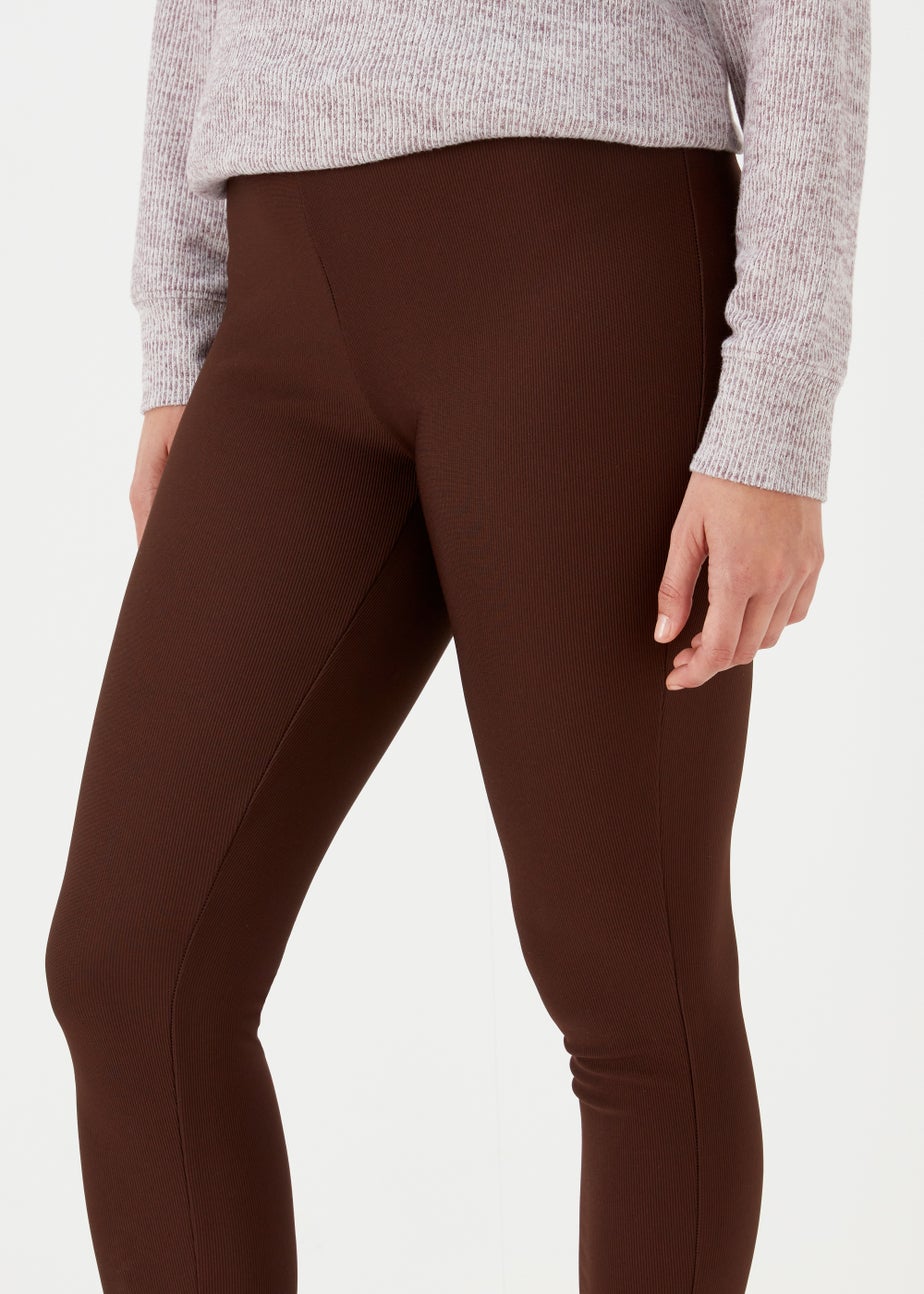 Brown Ottoman Ribbed Leggings