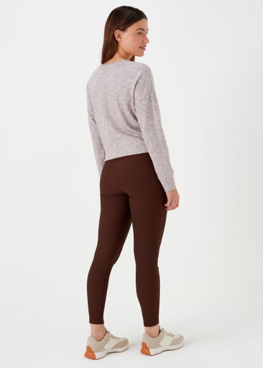 Brown Ottoman Ribbed Leggings