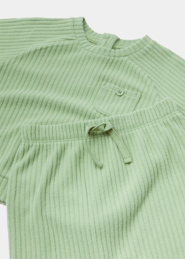 Baby Sage Ribbed Velour Sweatshirt & Leggings Set (Newborn-23mths)