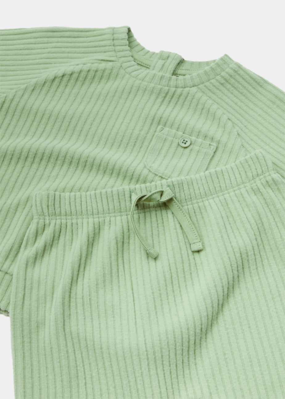 Baby Sage Ribbed Velour Sweatshirt & Leggings Set (Newborn-23mths)