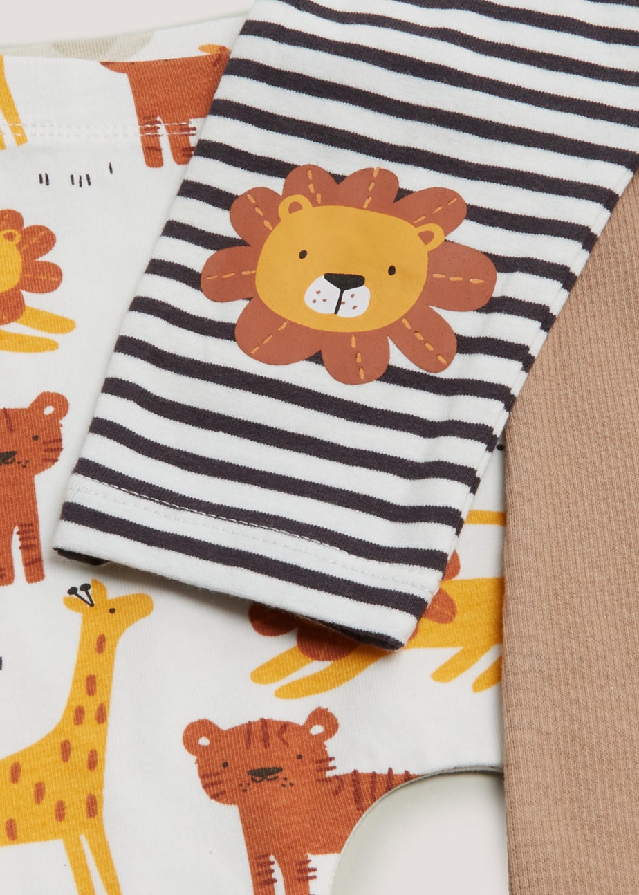 Baby 3 Pack Plain & Jungle Animal Leggings (Newborn-23mths)