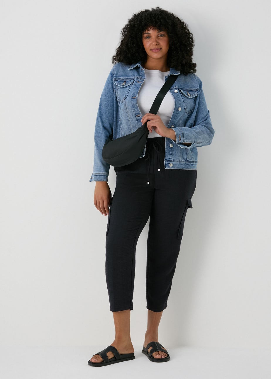 Papaya Curve Black Cargo Trousers