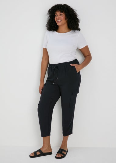Papaya Curve Black Cargo Trousers